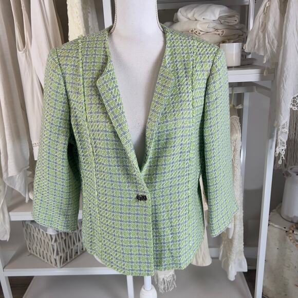 Sag Harbor Jackets & Blazers - Sag Harbor Petites sz. 12 P green & blue Tweed jacket, spring, winter #2425